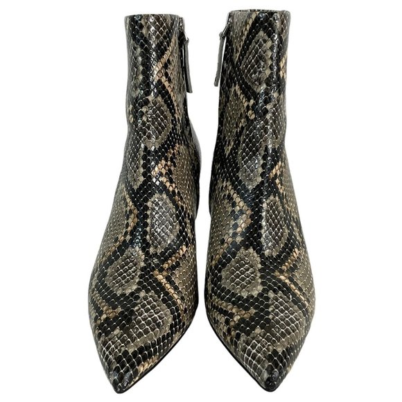 Linea Paolo Shoes Ankle Booties 7M Heels Side Zip Faux Snakeskin Stilleto - Picture 3 of 15